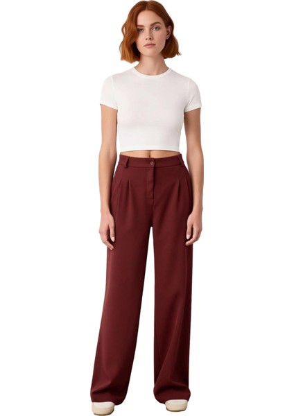 Kadın Haki Yüksek Bel Geniş Paça Pantolon Fonksiyonel Dayanıklı Kaliteli Konforlu Estetik Şık fırsatları