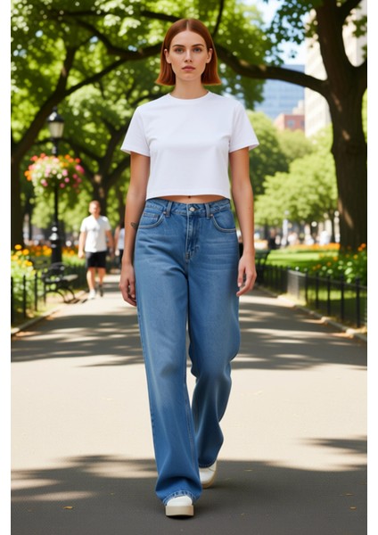 Kadın Wide Leg Yüksek Bel Denim Pantolon Fonksiyonel Dayanıklı Kaliteli Konforlu Estetik Şık modelleri