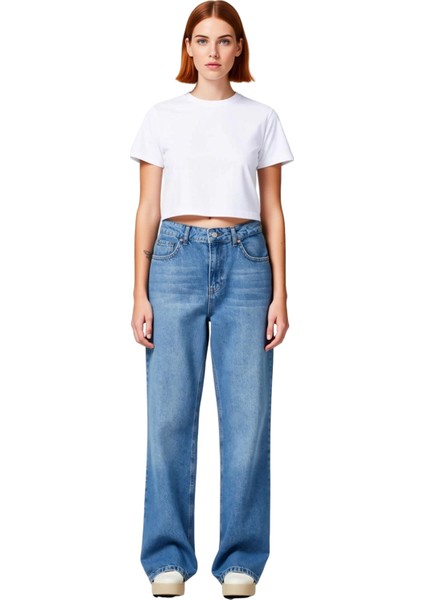 Kadın Wide Leg Yüksek Bel Denim Pantolon Fonksiyonel Dayanıklı Kaliteli Konforlu Estetik Şık fırsatları