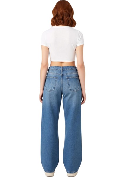 Kadın Wide Leg Yüksek Bel Denim Pantolon Fonksiyonel Dayanıklı Kaliteli Konforlu Estetik Şık indirimleri
