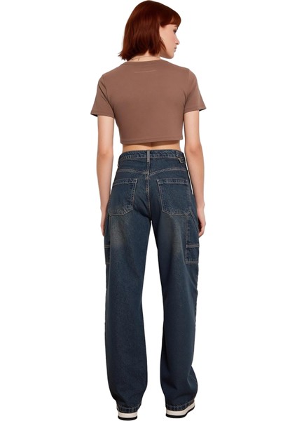 Genç Kadın Için Açık Bol Paça Yüksek Bel Denim Pantolon Fonksiyonel Dayanıklı Kaliteli Şık fiyatları