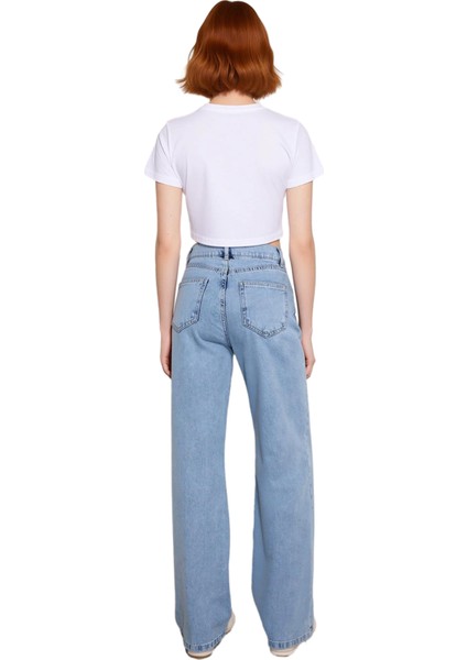 Kadın Koyu Yüksek Bel Düz Kesim Denim Pantolon Fonksiyonel Dayanıklı Kaliteli Konforlu Şık fiyatları