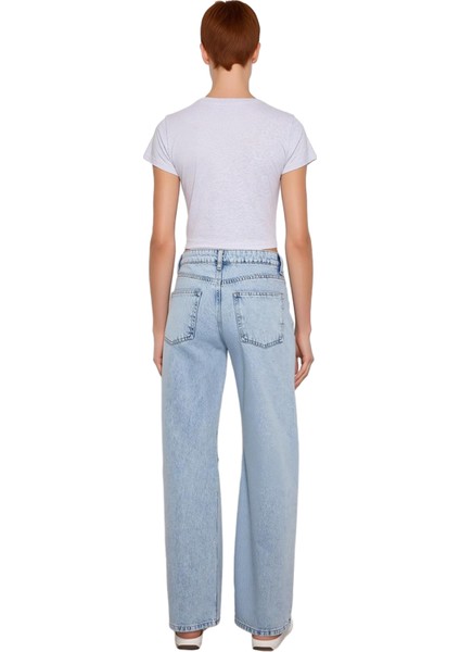 Kadın Açık Wide Leg Denim Pantolon Yüksek Bel Fonksiyonel Dayanıklı Kaliteli Konforlu Spor fiyatları