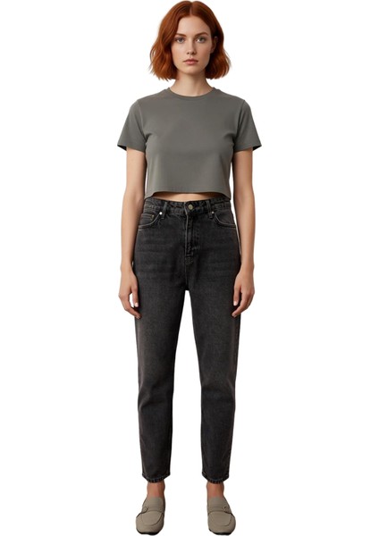 Kadın Açik Yüksek Bel Mom Jean Günlük Stil Fonksiyonel Dayanıklı Kaliteli Konforlu Estetik