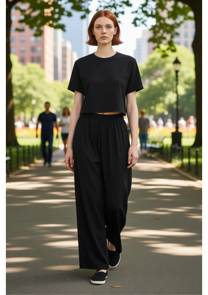 Kadın Haki Palazzo Pantolon Geniş Paça Dokuma Viskoz Fonksiyonel Dayanıklı Kaliteli Modern fiyatları