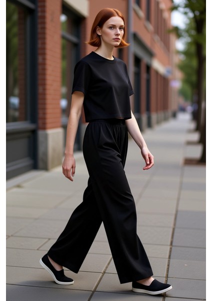 Kadın Haki Palazzo Pantolon Geniş Paça Dokuma Viskoz Fonksiyonel Dayanıklı Kaliteli Modern modelleri