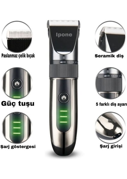 IP-1012 Kişisel Bakım Aleti Profesyonel Saç- Sakal Vücut Tüyleri Kesme Tıraş Makinesi modelleri
