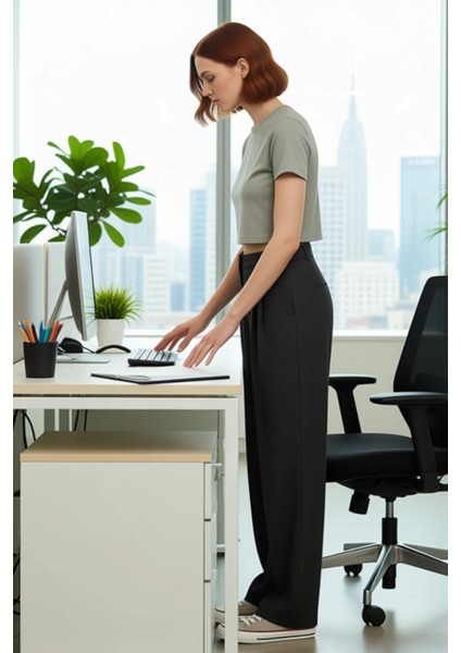 Kadın Straight Fit Dokuma Kumaş Pantolon Fonksiyonel Dayanıklı Kaliteli Konforlu Estetik Şık