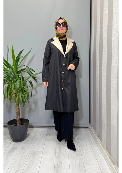 Çift Taraflı Hafif Yumoş Mont Siyah-Bej T25PF-8012