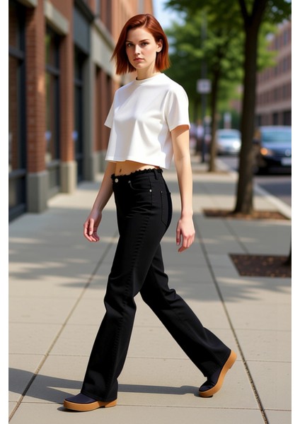 Düşük Bel Flare Kot Pantolon Kadın Fonksiyonel Dayanıklı Kaliteli Konforlu Estetik Premium