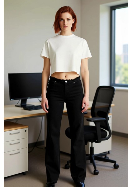 Düşük Bel Flare Kot Pantolon Kadın Fonksiyonel Dayanıklı Kaliteli Konforlu Estetik Premium fiyatları