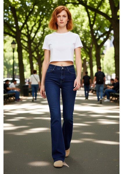 Koyu Yüksek Bel Flare Denim Pantolon Genç Kızlar Için Fonksiyonel Dayanıklı Kaliteli Rahat modelleri