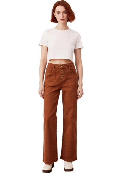 Kadın Wide Leg Comfort Esnek Denim Pantolon Fonksiyonel Dayanıklı Kaliteli Konforlu Modern