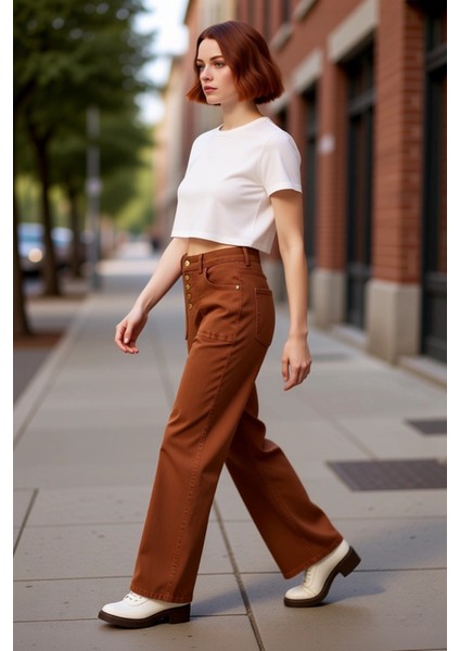 Kadın Wide Leg Comfort Esnek Denim Pantolon Fonksiyonel Dayanıklı Kaliteli Konforlu Modern indirimleri