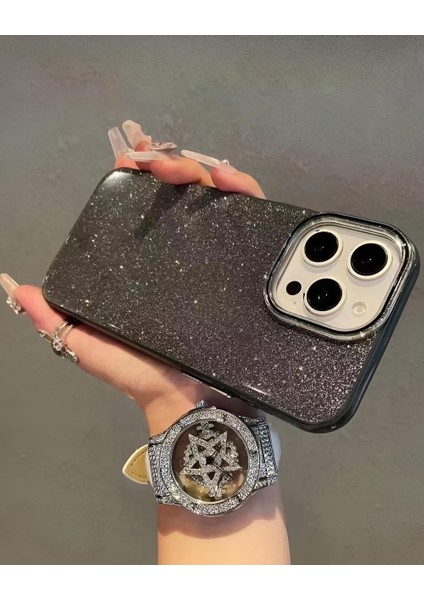 Iphone Uyumlu Simli Lens Hediyeli Sert Mika Simli Kılıf