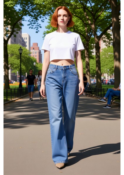 Kadın Geniş Paça Denim Pantolon Normal Bel Fonksiyonel Dayanıklı Kaliteli Konforlu Estetik modelleri