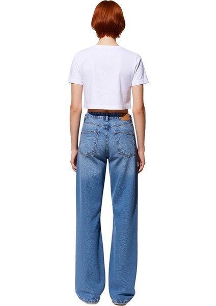 Kadın Geniş Paça Denim Pantolon Normal Bel Fonksiyonel Dayanıklı Kaliteli Konforlu Estetik indirimleri