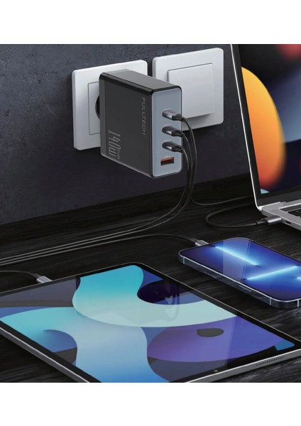 FC68 140W Gan Hızlı Şarj Adaptörü | 1x Usb-A + 3x Usb-C Port | Pd Süper Hızlı Laptop ve Tel fiyatları