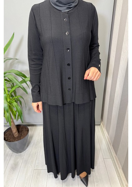 Örgü Teknikli Etek ve Hırka Takım Siyah T25PF-9205 (2005) fırsatları