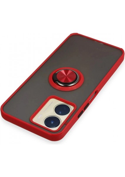 Vivo Y16 Kılıf Montreal Yüzüklü Silikon Kapak - Kırmızı fırsatları
