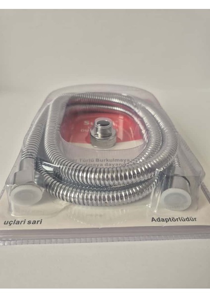 Suvari Force Flexible Uzayan Duş Spirali – Krom Yaylı, Esnek Spiral Hortum (Adaptörlü) | 2metre