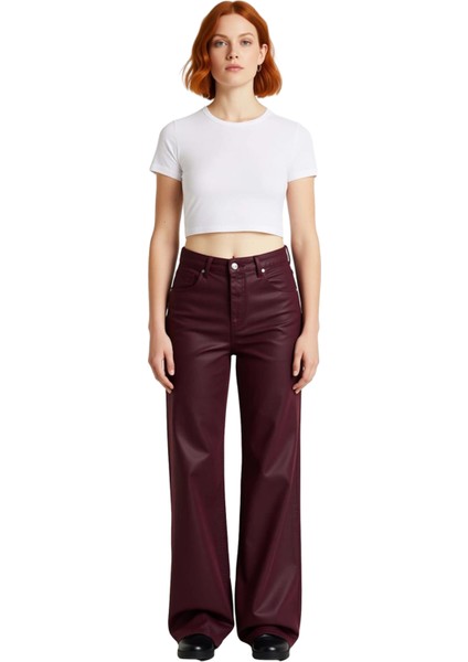 Kadın Yüksek Bel Bol Paça Kot Pantolon Fonksiyonel Dayanıklı Kaliteli Konforlu Estetik Şık