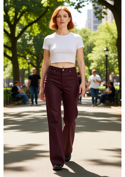 Kadın Yüksek Bel Bol Paça Kot Pantolon Fonksiyonel Dayanıklı Kaliteli Konforlu Estetik Şık fırsatları