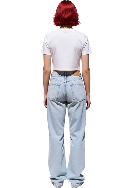 Kadın Açık Rejeneratif Pamuk Bağcıklı Normal Bel Bol Paça Jean Fonksiyonel Dayanıklı Rahat fiyatları