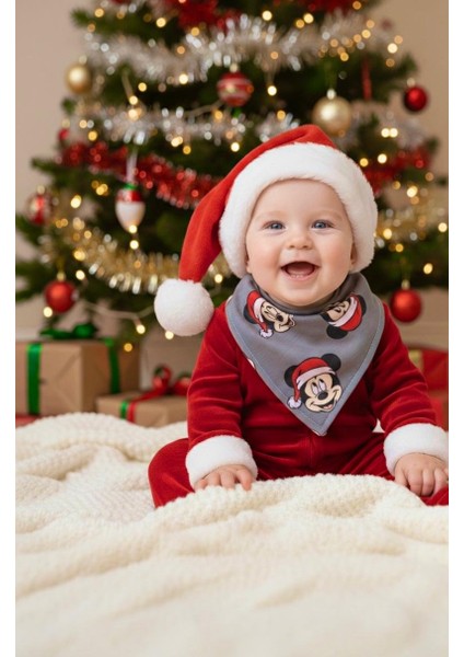 Bebek Pamuk Çift Katlı Yılbaşı Temalı Fular Mama Önlüğü Seti 10 Adet Yılbaşı Hediyesi fiyatları