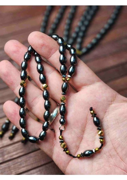 %100 Doğal Hematit Taşı Tesbih Sistem Kamçılı