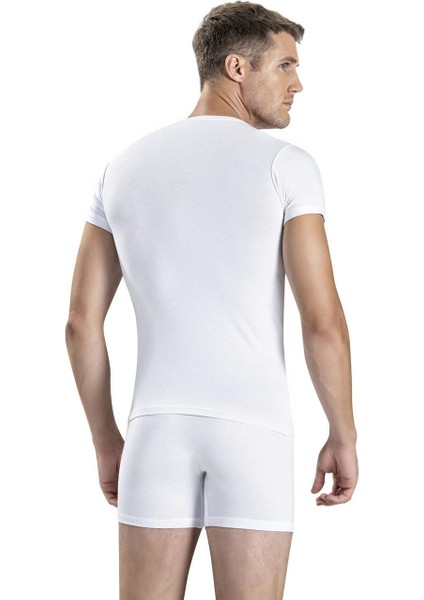 Erkek Tekli Beyaz V Yaka Yarım Kol Fanila Atlet modelleri