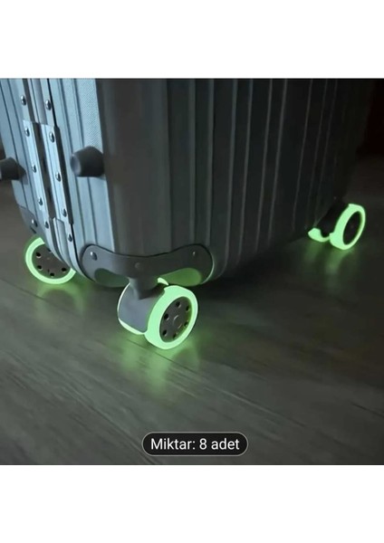 8 Adet Yeşil Valiz Bavul Tekerleği Kılıfı, Sessiz Koruyucu Dayanklı, Ofis Sandalye Kılıf