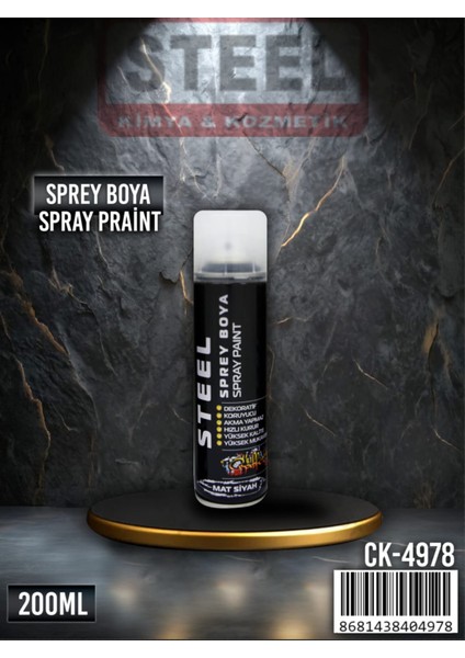 200 ml Mat Siyah Sprey Boya