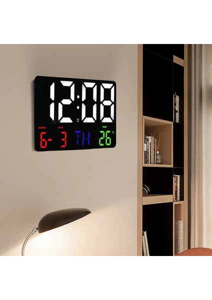 LED Dijital Duvar Saati Büyük Ekran Renkli Hd LED Ekran Sıcaklık Tarih Gün Göstergesi USB fiyatları