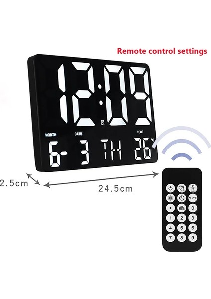 LED Dijital Duvar Saati Büyük Ekran Renkli Hd LED Ekran Sıcaklık Tarih Gün Göstergesi USB