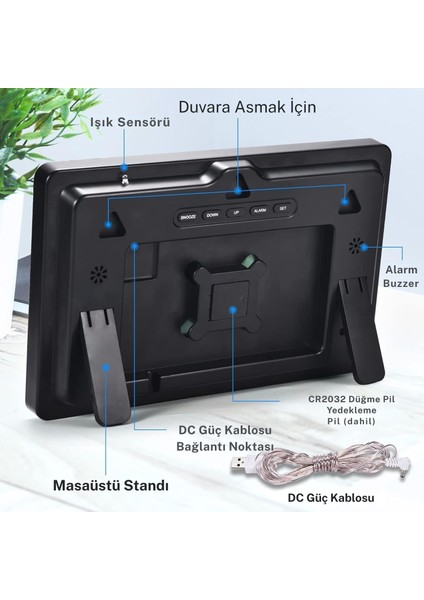 LED Dijital Duvar Saati Büyük Ekran Renkli Hd LED Ekran Sıcaklık Tarih Gün Göstergesi USB