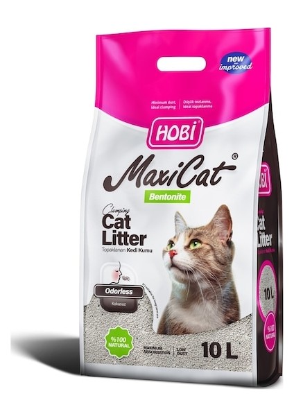 Hobi Maxicat Kokusuz Topaklaşan Bentonit Kedi Kumu 10 L