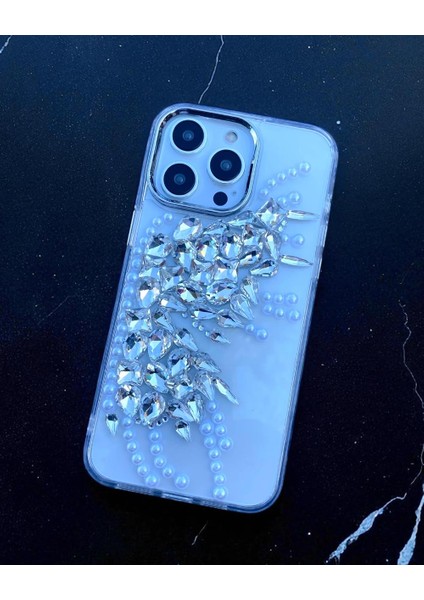 Iphone Uyumlu Metal Çerçeveli Kristal Taşlı Şık Kılıf