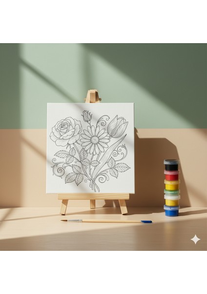 Çocuklar Için Çiçek Buketi Temalı Eğitici ve Eğlenceli Boyama Seti