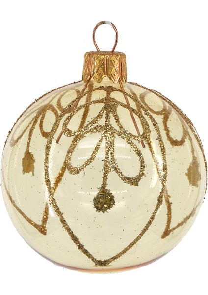 Yılbaşı Topu Sarı Desenli 6cm