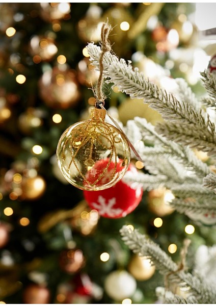 Yılbaşı Topu Sarı Desenli 6cm modelleri