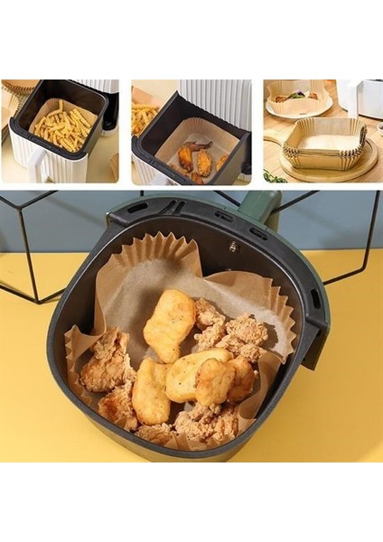 50 Adet Air Fryer Pişirme Kağıdı Tek Kullanımlık Yağ Geçirmez Yapışmaz Kare Tabak Model Pvc fiyatları