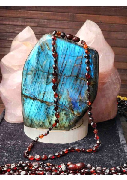 %100 Doğal Damla Kehribar Kolye 45 cm Çocuk