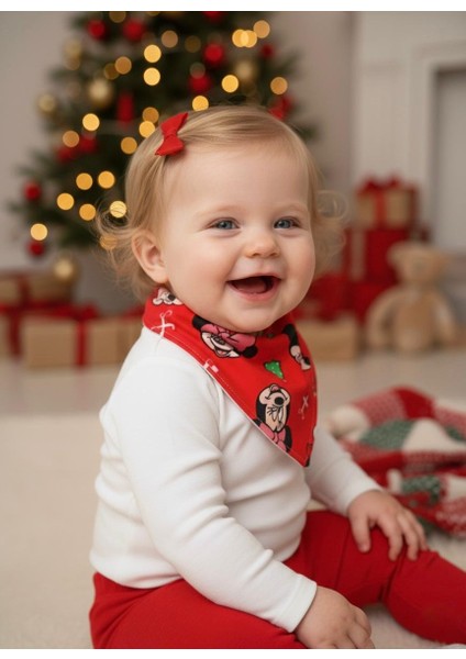 Yılbaşı Temalı 10’lu Bebek Fular Mama Önlüğü Seti – %100 Pamuk, Çift Katlı, Hediyelik Paket modelleri