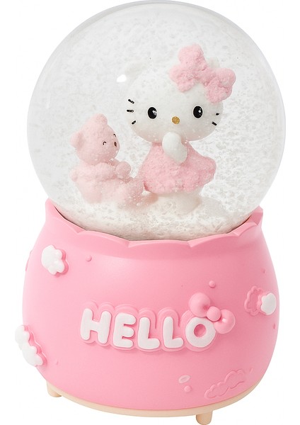 Mega Boy Hello Kitty Işıklı Renkli 3D Cam Kar Küresi Müzikli Kar Efektli Püskürtmeli Hediyelik