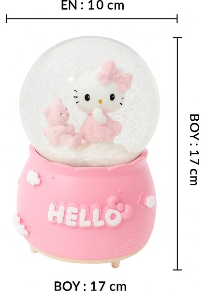 Mega Boy Hello Kitty Işıklı Renkli 3D Cam Kar Küresi Müzikli Kar Efektli Püskürtmeli Hediyelik fiyatları