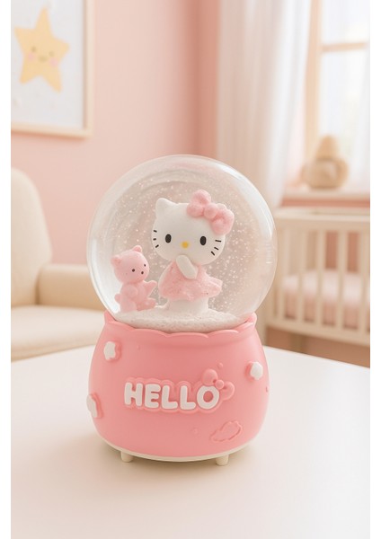 Mega Boy Hello Kitty Işıklı Renkli 3D Cam Kar Küresi Müzikli Kar Efektli Püskürtmeli Hediyelik fırsatları