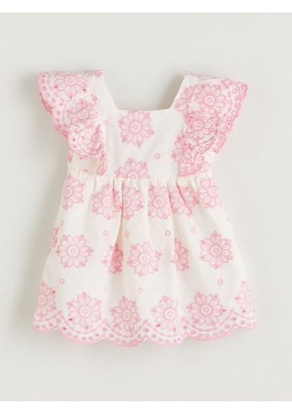 Yeni Sezon Kız Bebek Çiçekli Brode Elbise