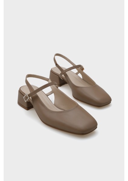 Shana Orta Topuklu Mary Jane Taşlı Tokalı Kadın Ayakkabı