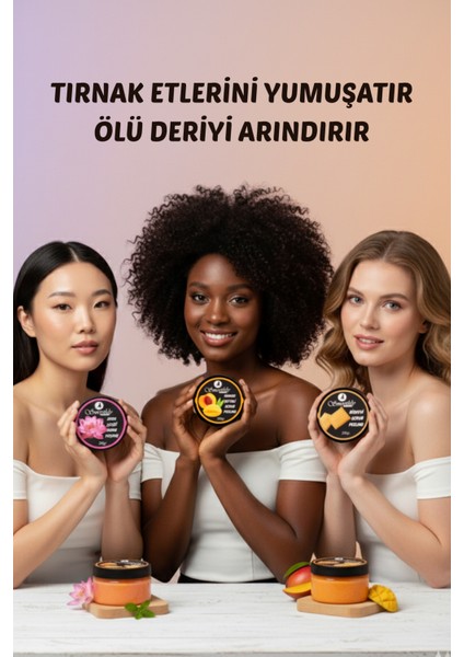 Manikür Pedikür Peeling Seti | Lotus Çiçeği + Mango Şeftali + Bisküvi Aromalı Peeling 200ML x 3 Adet fiyatları
